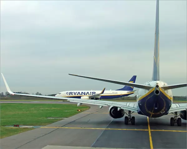 Boeing 737-800 Ryanair in queue at Stansted Airport