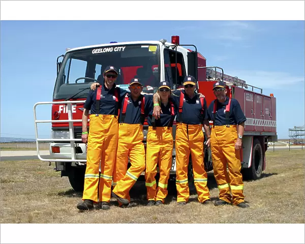 Fire Crew. Volunteers from Geelong City acting as volunteers at Avalon Airshow