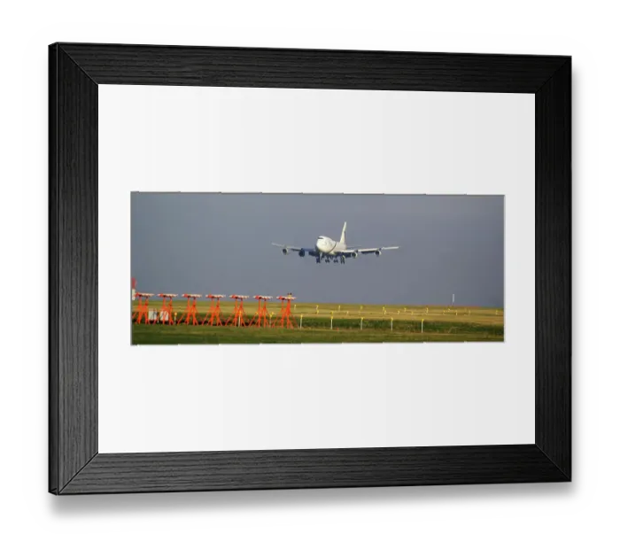 Framed Print : landing;PIA;747-200;ground equipment;final approach. manchester Framed Print : landing;PIA;747-200;ground equipment;final approach. manchester
