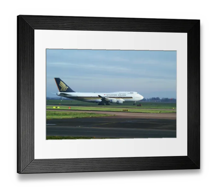 Framed Print : singapore airlines 747-412;manchester airport;taxing;bright and overcast; Framed Print : singapore airlines 747-412;manchester airport;taxing;bright and overcast;