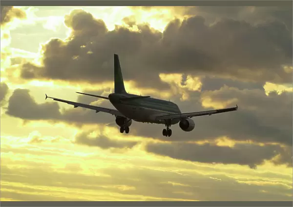 Airbus A320 in sunset