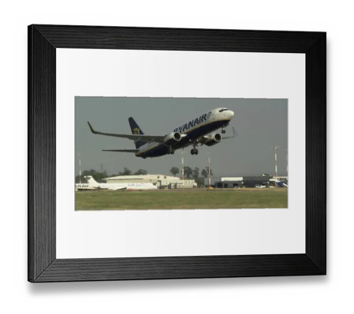 Framed Print : im-599. Ryanair 737-800 departing Ema Framed Print : im-599. Ryanair 737-800 departing Ema