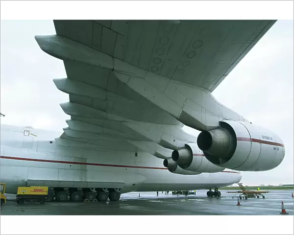 iml_121. view of under the starboard wing othe words largest aircraft the Antonov 225
