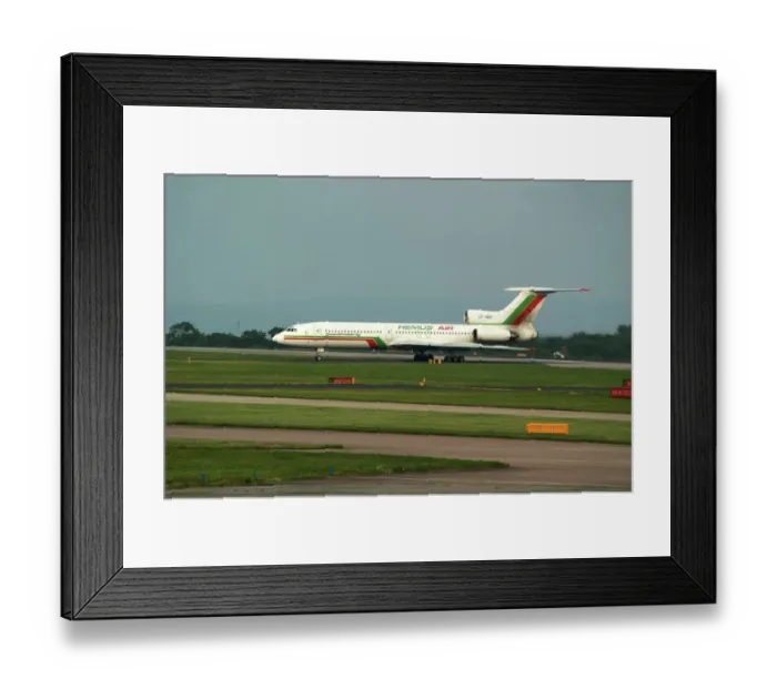 Framed Print : Hemus Air Tupolev TU154 at Manchester Airport UK Framed Print : Hemus Air Tupolev TU154 at Manchester Airport UK