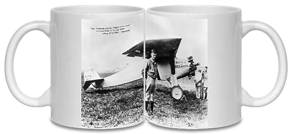 Charles Lindbergh with Ryan Monoplane Sprit of St Louis after altantic crossing
