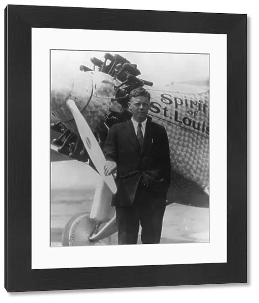 Charles Lindbergh with Ryan Monoplane Spirt of St Louis after atlantic crossing at Croydon UK