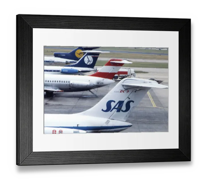 Framed Print : Tails at Heathrow Airport 1970s Framed Print : Tails at Heathrow Airport 1970s