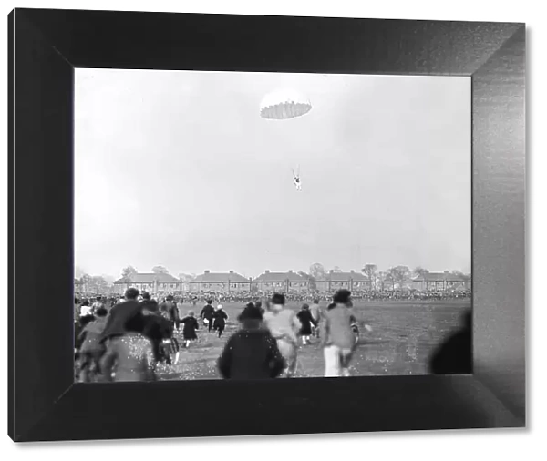 Clem Sohn demonstrating parachute at Hanworth 1938