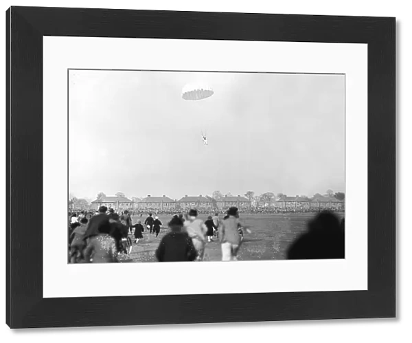 Clem Sohn demonstrating parachute at Hanworth 1938