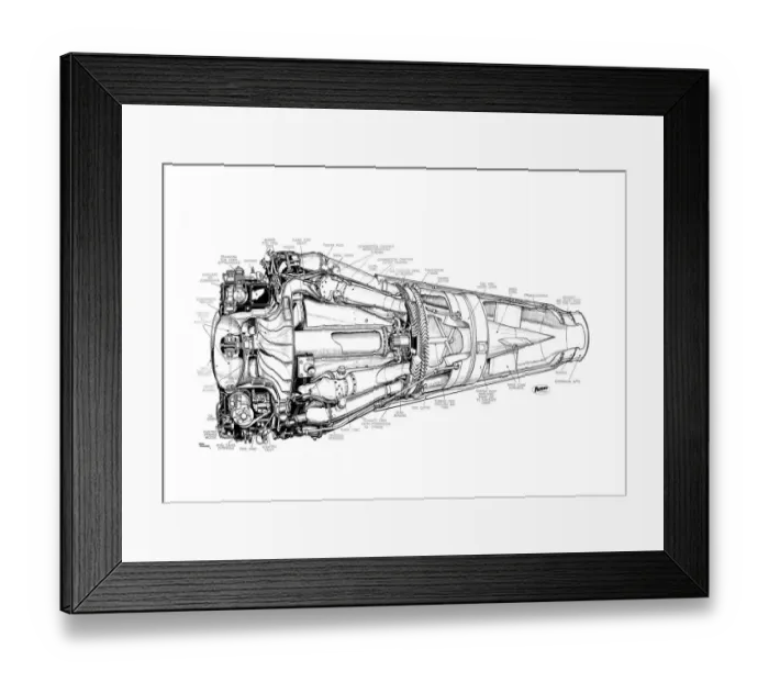 Framed Print : DH Goblin Cutaway Drawing