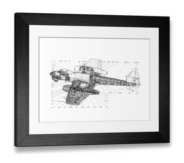 Framed Print : Gloster Meteor Mk8 Cutaway Drawing Framed Print : Gloster Meteor Mk8 Cutaway Drawing