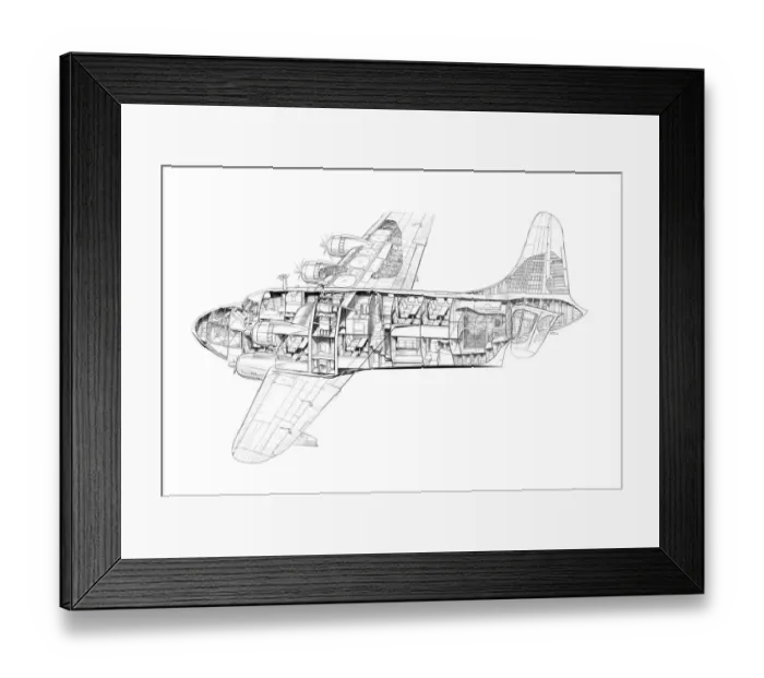 Framed Print : Short S45 Solent Cutaway Drawing