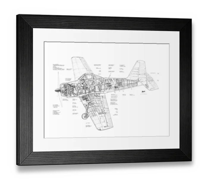 Framed Print : Percival P56 Piston Provost Cutaway Drawing Framed Print : Percival P56 Piston Provost Cutaway Drawing