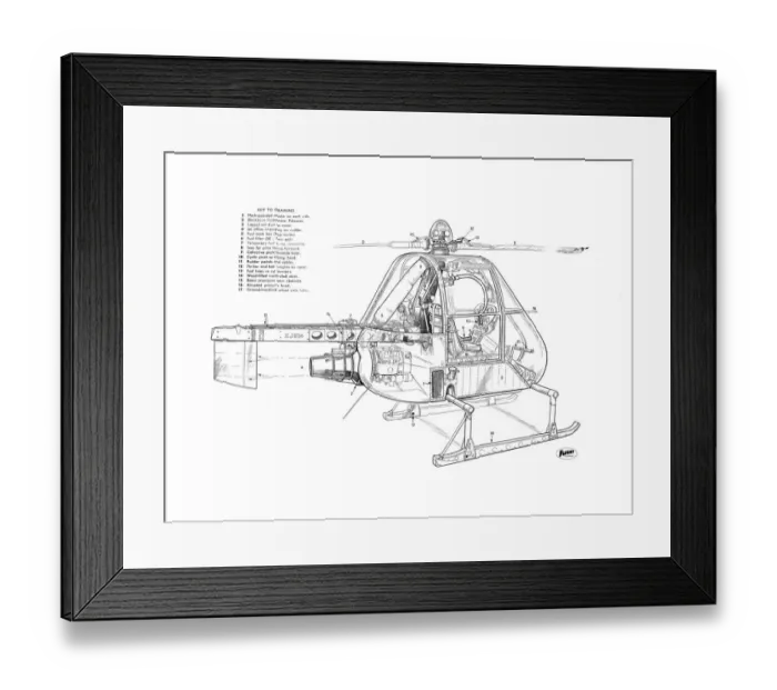 Framed Print : Fairey Ultralight Cutaway Drawing