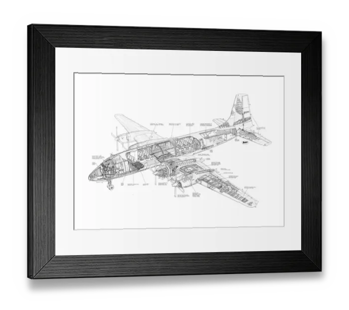 Framed Print : Bristol Britannia 300LR Cutaway Drawing Framed Print : Bristol Britannia 300LR Cutaway Drawing