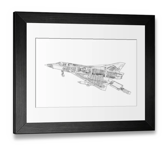 Framed Print : Dassault Mirage III Cutaway Drawing