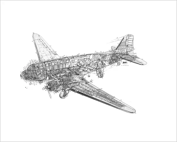 Douglas DC-3 Dakota Cutaway Drawing