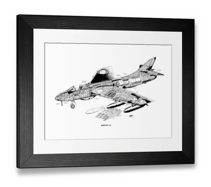 Framed Print : Hawker Hunter F6 Cutaway Drawing