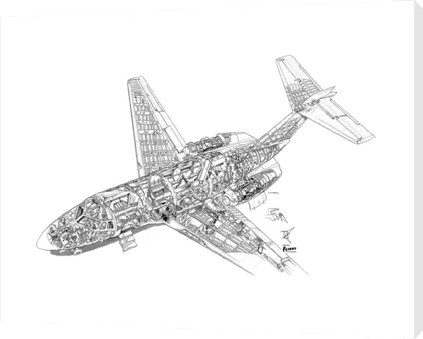 Hawker Siddeley HS125 Cutaway Drawing