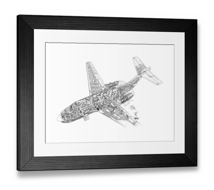Framed Print : Hawker Siddeley HS125 Cutaway Drawing