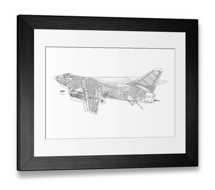 Framed Print : Douglas A3 Skywarrior Cutaway Drawing