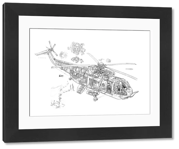 Sikorsky S-61N Cutaway Drawing