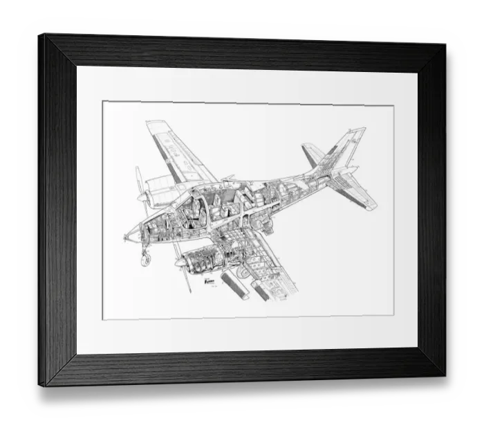 Framed Print : Beagle 206 Cutaway Drawing