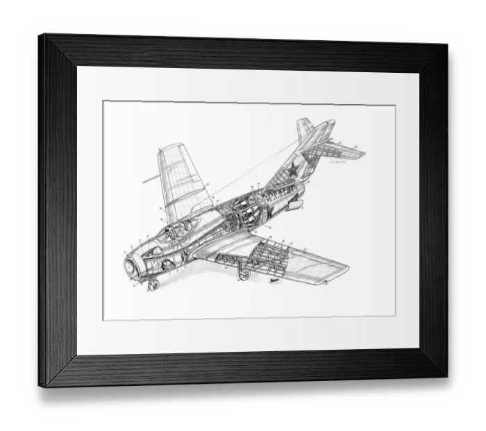 Framed Print : Mig 15 Faggot Cutaway Drawing Framed Print : Mig 15 Faggot Cutaway Drawing