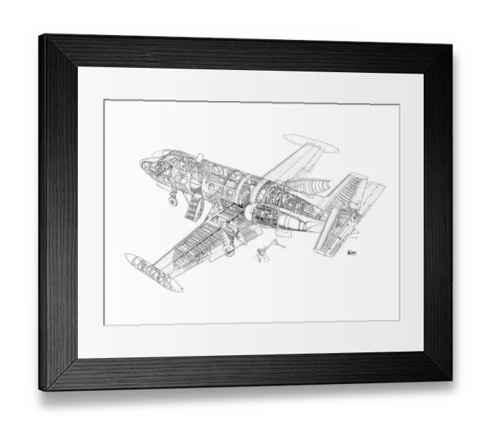 Framed Print : Piaggio PD808 Cutaway Drawing Framed Print : Piaggio PD808 Cutaway Drawing