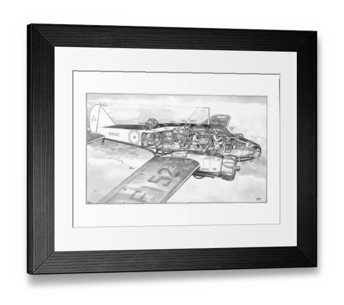 Framed Print : Avro Anson Cutaway Drawing