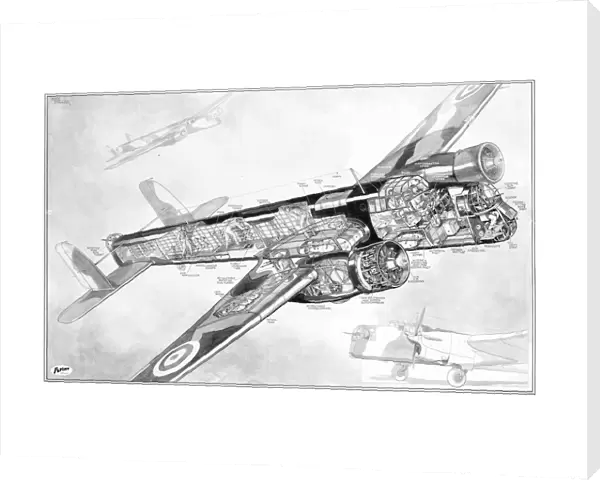 Armstrong Whitworth AW38 Whitley Cutaway Drawing