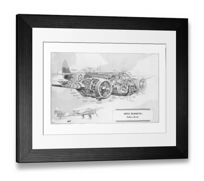 Framed Print : Bristol Blenheim Mk1 Cutaway Drawing Framed Print : Bristol Blenheim Mk1 Cutaway Drawing