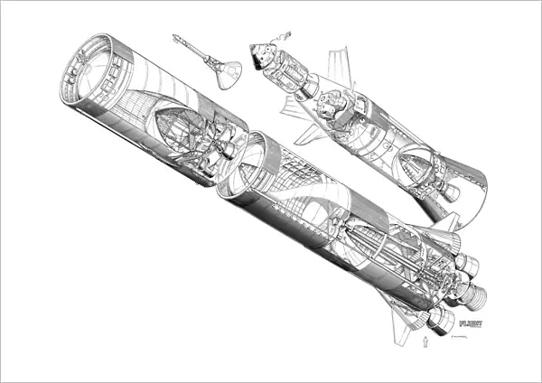 Nasa Apollo Saturn V Rocket Cutaway Drawing