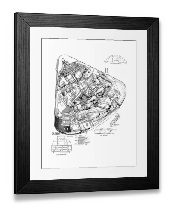 Framed Print : Nasa Apollo Command Module Cutaway Drawing Framed Print : Nasa Apollo Command Module Cutaway Drawing