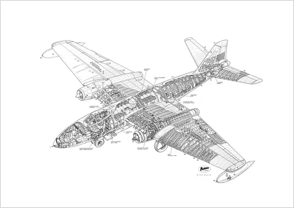 English Electric Canberra B18 Cutaway Drawing