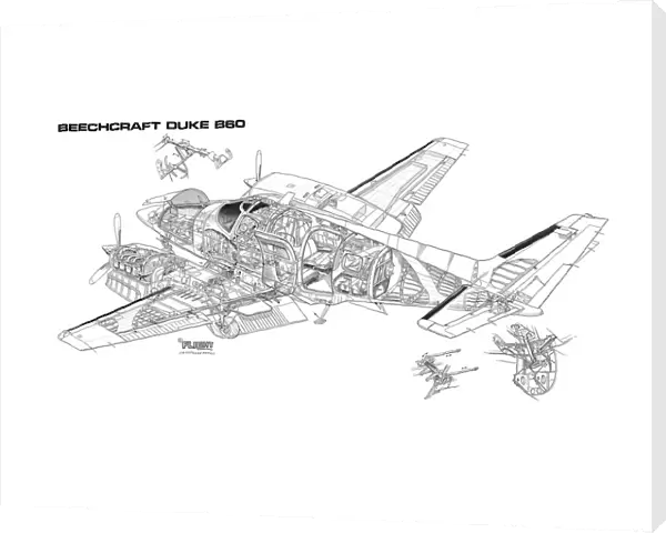 Beechcraft Duke B60 Cutaway Drawing