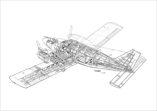 Piper PA-34 Seneca Cutaway Drawing