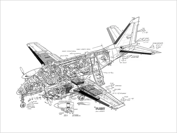 Beech King Air A100 Cutaway Drawing