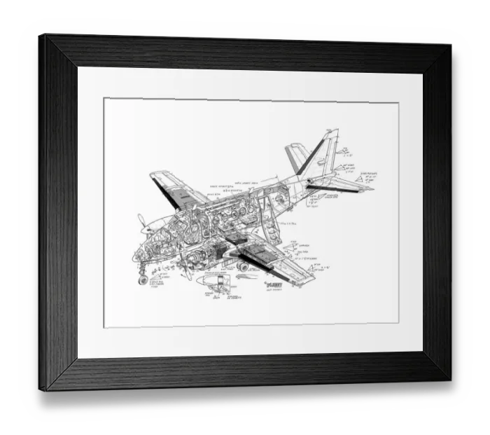 Framed Print : Beech King Air A100 Cutaway Drawing Framed Print : Beech King Air A100 Cutaway Drawing