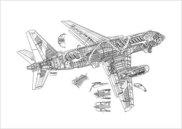 Dassault Mercure Cutaway Drawing