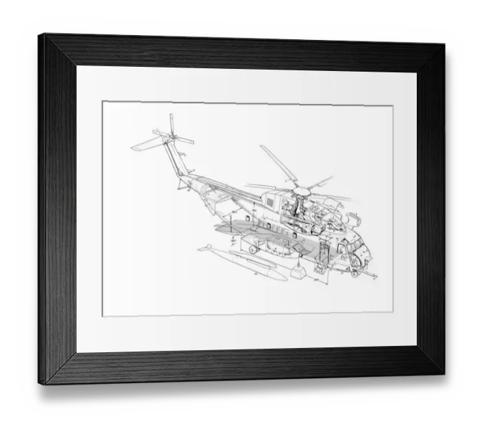 Framed Print : Sikorsky HH-53 Cutaway Drawing Framed Print : Sikorsky HH-53 Cutaway Drawing