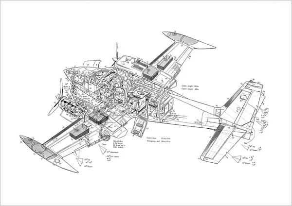 Cessna 340 Cutaway Drawing
