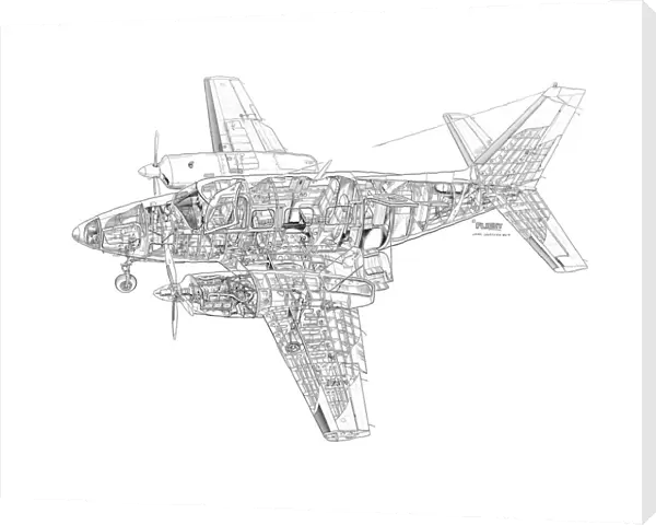 Piper Navajo chieftain PA-350 Cutaway Drawing