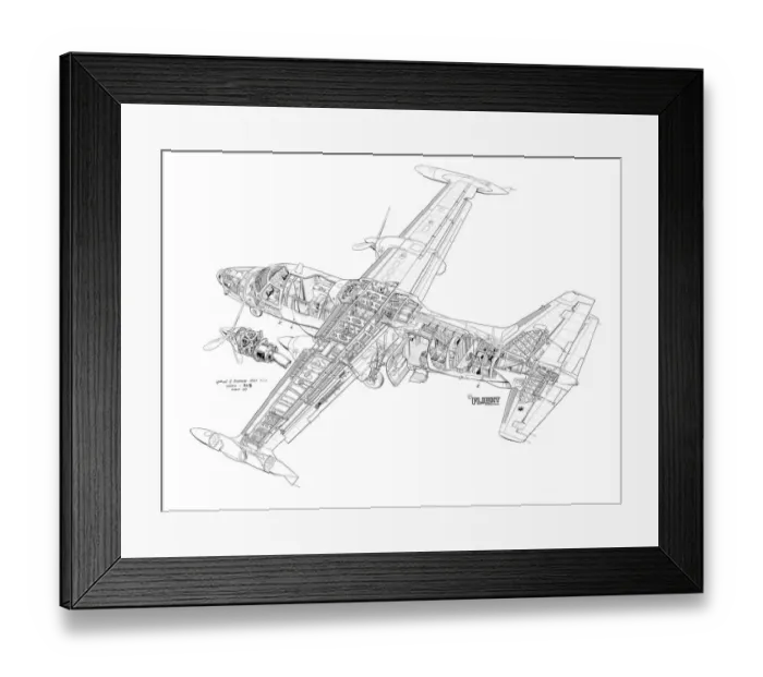 Framed Print : Mitsubishi Mu-2J Cutaway Drawing Framed Print : Mitsubishi Mu-2J Cutaway Drawing