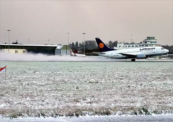 Departure. First departure from contaminated runway after snow clearance
