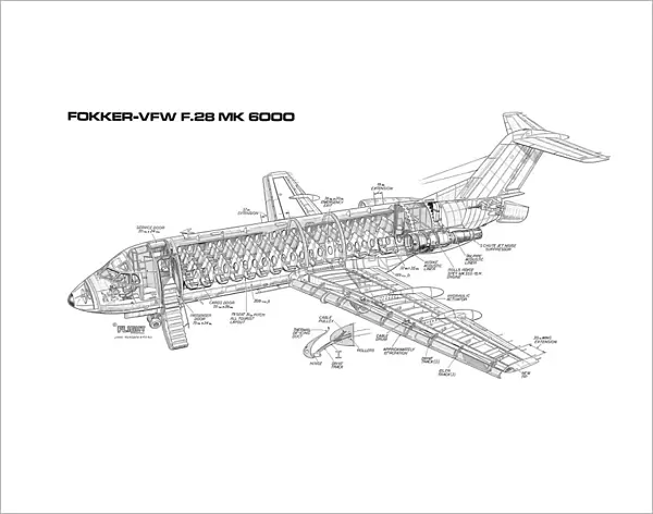 Fokker F-28 6000 Cutaway Drawing