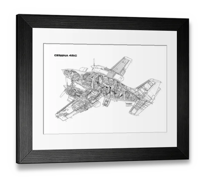 Framed Print : Cessna 421C Cutaway Drawing Framed Print : Cessna 421C Cutaway Drawing