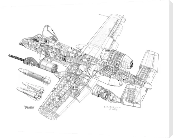 Fairchild A-10A Thunderbolt II Cutaway Drawing