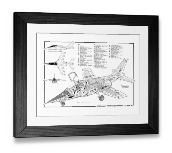 Framed Print : Dassault / Dornier Alpha Jet Cutaway Poster Framed Print : Dassault / Dornier Alpha Jet Cutaway Poster