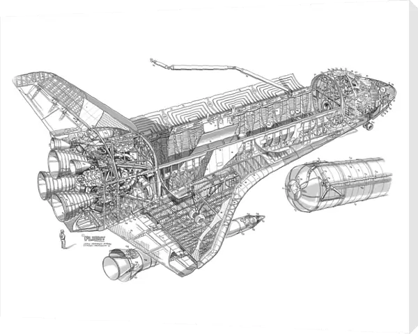 Rockwell Space Shuttle Cutaway Drawing